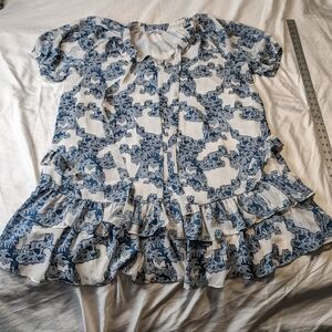 ANTHROPOLOGIE CURRENT AIR Ruffle Mini Print Dress